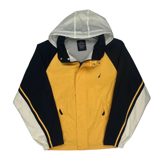 Vintage None Nautica Windbreaker - 2XL Yellow Cotton Blend