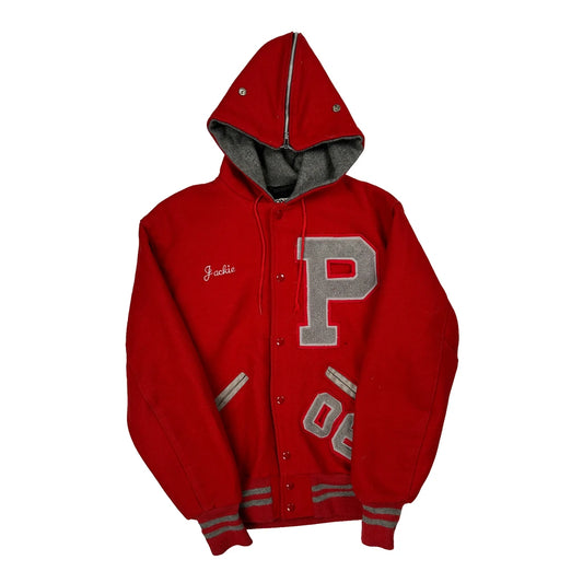 Delong Varsity Jacket - Medium Grey Wool Blend