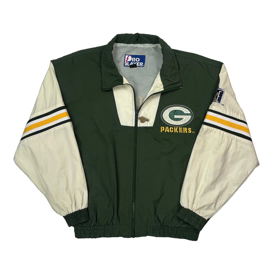 Packers Pro Player Football Track Jacket - Large Green Nylon