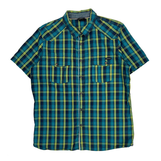 Oakley Checked Short Sleeve Shirt - XL Green Cotton