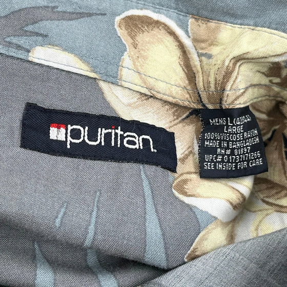 Puritan Hawaiian Shirt - Large Blue Viscose