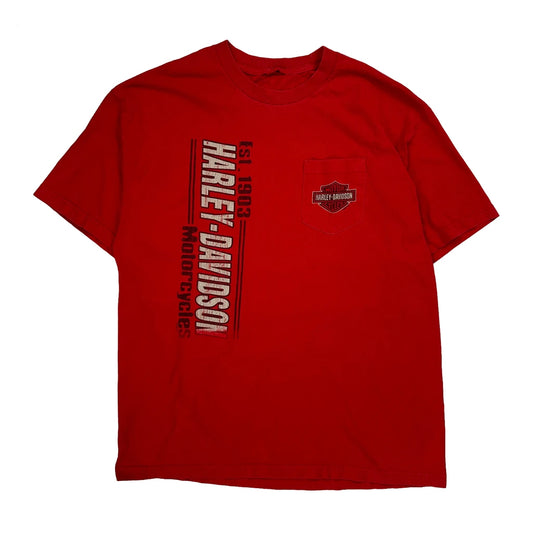 Las Vegas Harley Davidson Graphic T-Shirt - Large Red Cotton