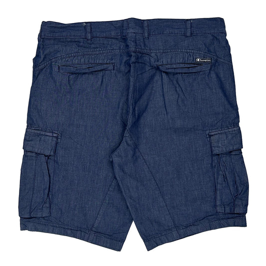 Champion Slim Fit Cargo Shorts - 36W 10L Blue Cotton
