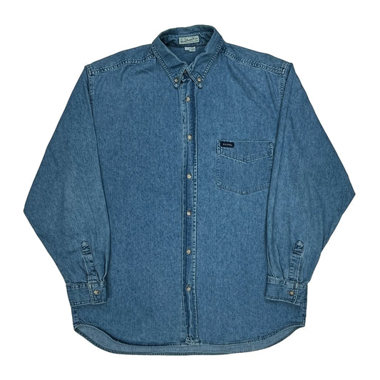 90S Made In USA Guess Denim Shirt - Large Blue Cotton