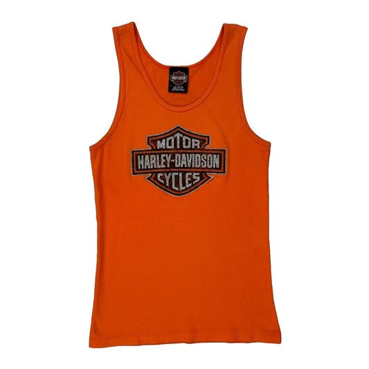 Smoky Mountain Harley Davidson Graphic Vest - XL Orange Cotton