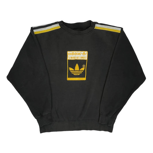 La Marque Aux 3 Bandes Adidas Graphic Sweatshirt - Large Black Cotton
