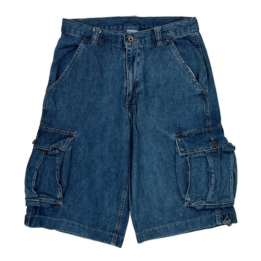 Wrangler Cargo Denim Shorts - 30W 12L Blue Cotton