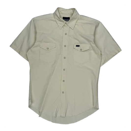 Wrangler Short Sleeve Shirt - Medium Cream Cotton