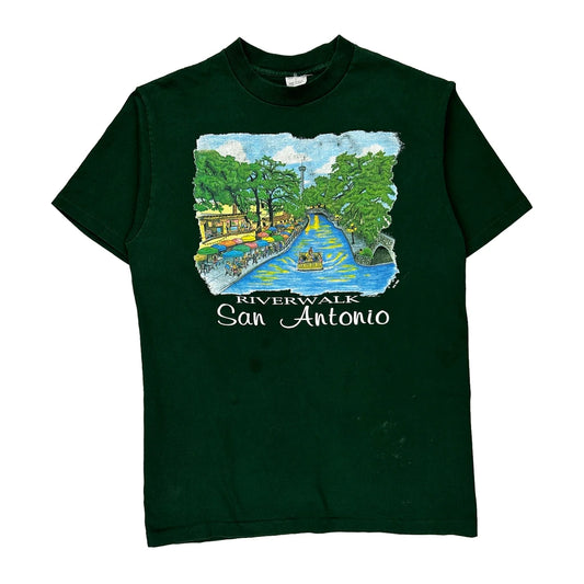 Riverwalk San Antonio Anvil Single Stitch T-Shirt - Large Green Cotton