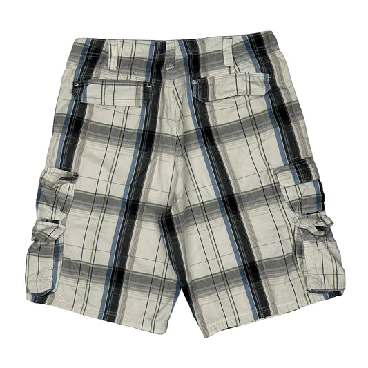 Lee Checked Cargo Shorts - 34W 11L Grey Cotton