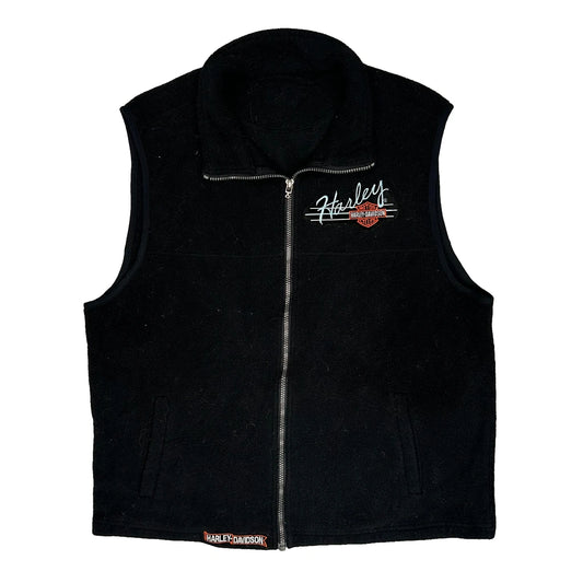 Harley Davidson Fleece Gilet - Large Black Polyester Blend