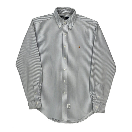 Vintage Polo By Ralph Lauren Striped Shirt - Medium Blue Cotton