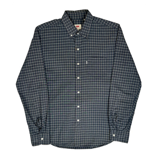 Levis Checked Patterned Shirt - Medium Navy Cotton