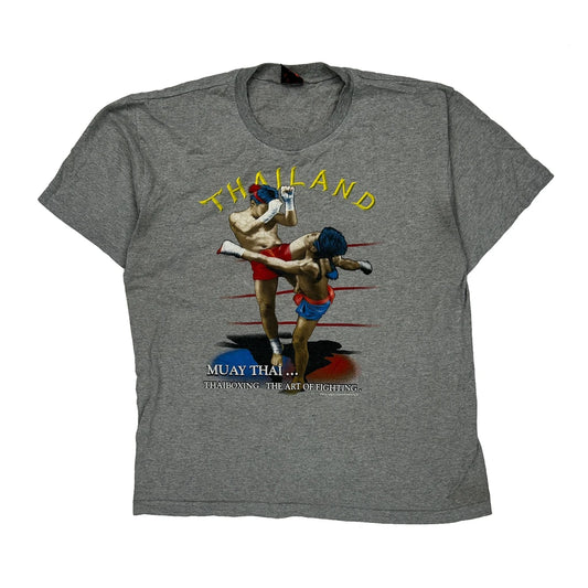 Muay Thai Joli Golf Graphic T-Shirt - Large Grey Cotton