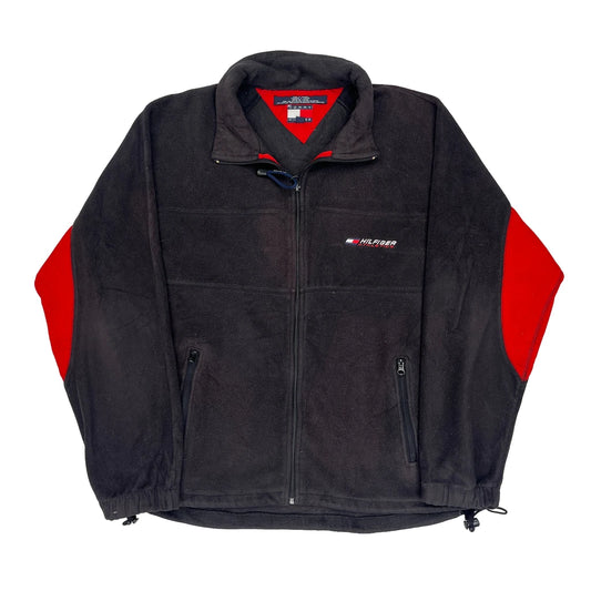 Tommy Hilfiger Spellout Fleece Jacket - Large Black Polyester