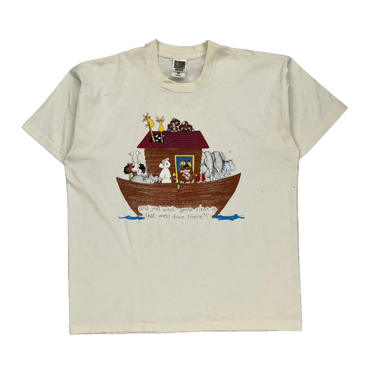 Single Stitch Fruit Of The Loom Graphic T-Shirt - XL Cream Cotton Blend