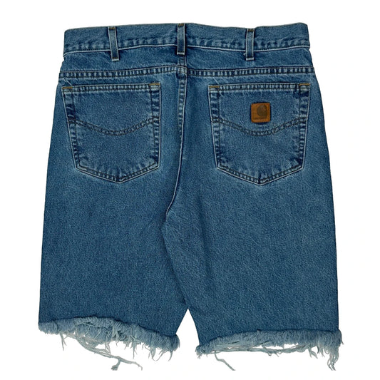 Cut Off Carhartt Denim Shorts - 32W 9L Blue Cotton
