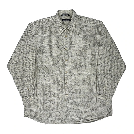 Nautica Patterned Shirt - XL Beige Cotton