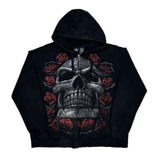 Liquid Blue Graphic Hoodie - XL Black Cotton Blend