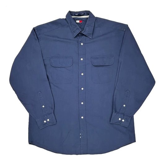 Tommy Hilfiger Shirt - Large Blue Linen Blend