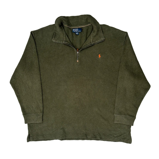 Polo By Ralph Lauren 1/4 Zip - 2XL Green Cotton
