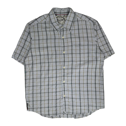 Vintage Quiksilver Checked Short Sleeve Shirt - Medium White Cotton
