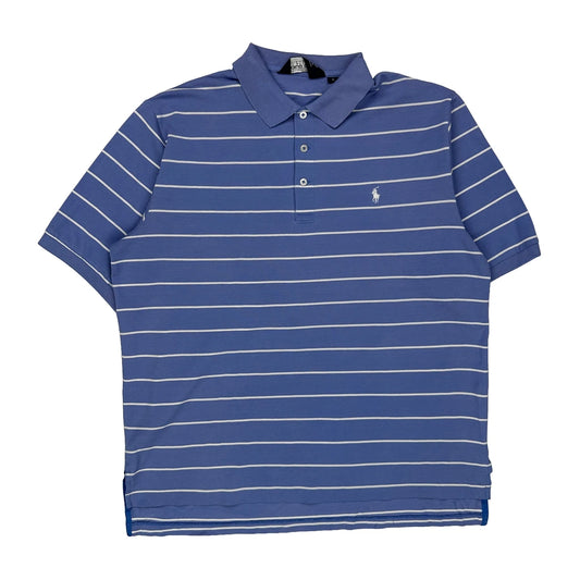 Polo By Ralph Lauren Striped Polo Shirt - Large Blue Cotton