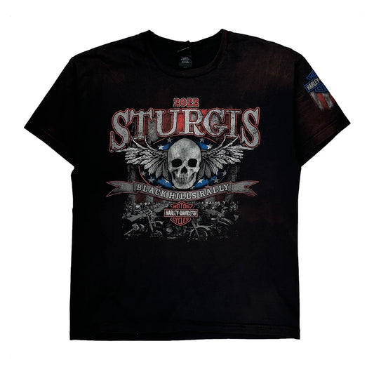 Sturgis Black Hills Rally Harley Davidson Graphic T-Shirt - Large Black Cotton