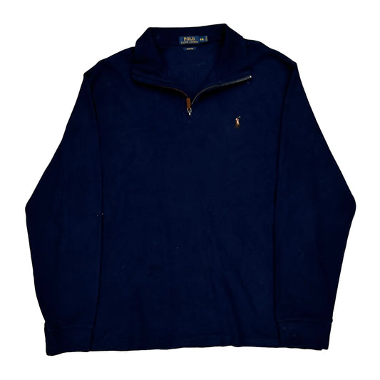 Estate Rib Polo By Ralph Lauren 1/4 Zip - 2XL Navy Cotton