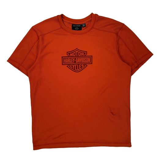 Vintage Motorcycles Harley Davidson T-Shirt - Large Orange Polyester
