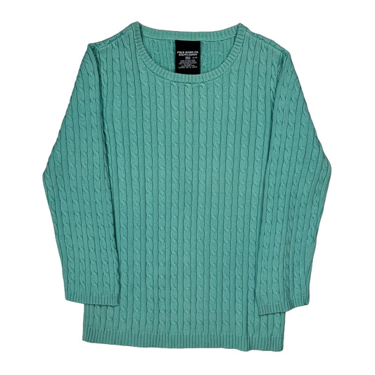 Vintage Polo By Ralph Lauren Cable Knit Sweater - Medium Green Cotton