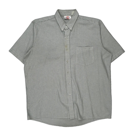 Dickies Striped Short Sleeve Shirt - XL Blue Cotton