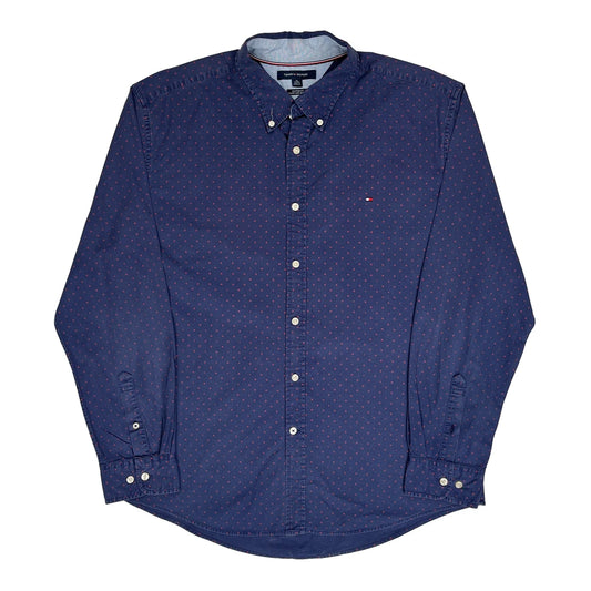 Tommy Hilfiger Polka Dot Patterned Shirt - XL Navy Cotton