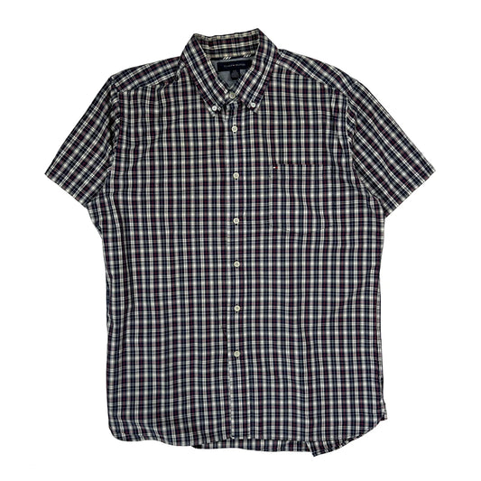 Tommy Hilfiger Checked Short Sleeve Shirt - Large Multicoloured Cotton