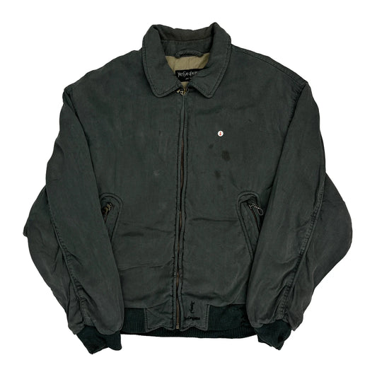 Yves Saint Laurent Bomber Jacket - Large Green Cotton