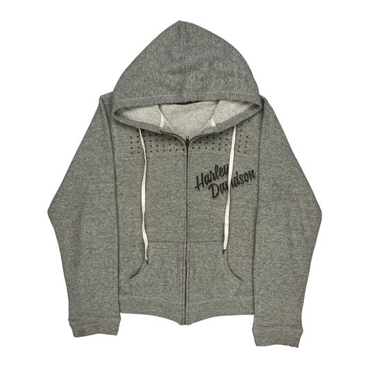Harley Davidson Hoodie - Large Grey Cotton Blend