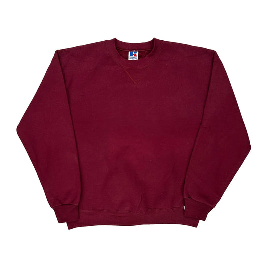 90S Blank Russell Athletic Sweatshirt - Medium Burgundy Cotton