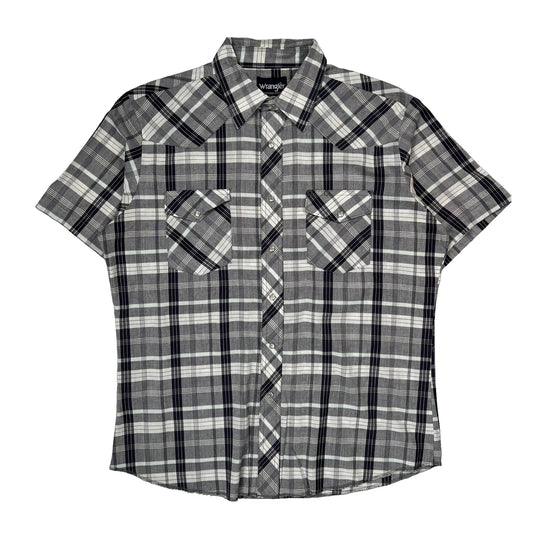 Wrangler Checked Short Sleeve Shirt - Large Black & White Cotton