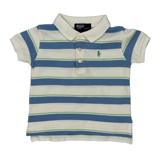 Age 12 Months Polo By Ralph Lauren Striped Polo Shirt - 2XS Blue Cotton