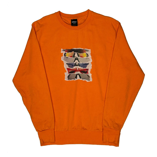 Vintage Sunglasses Print Oakley Graphic Sweatshirt - Large Orange Cotton