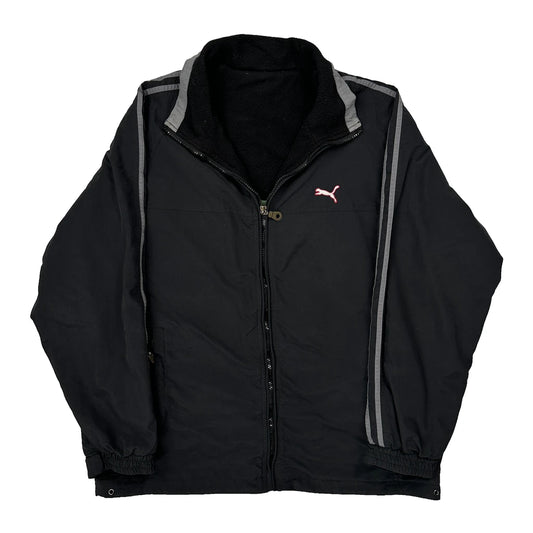 Vintage Puma Striped Track Jacket - XL Black Polyester