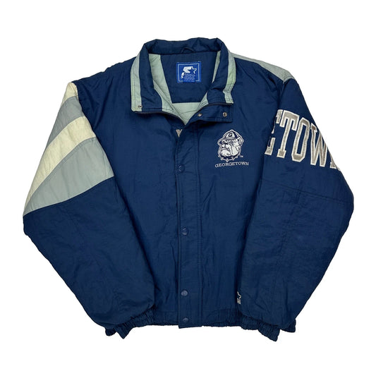 Vintage Georgetown Starter College Varsity Jacket - Large Blue Nylon