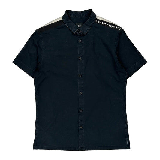 Armani Exchange Slim Short Sleeve Shirt - Medium Black Cotton