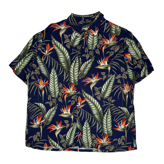 Batik Bay Floral Hawaiian Shirt - XL Blue Viscose