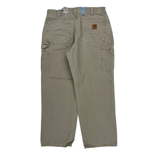 Carhartt Double Knee Carpenter Trousers - 33W 28L Khaki Cotton