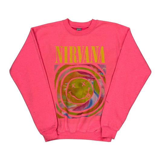 Age 10 Nirvana Gildan Band Sweatshirt - XL Pink Cotton Blend