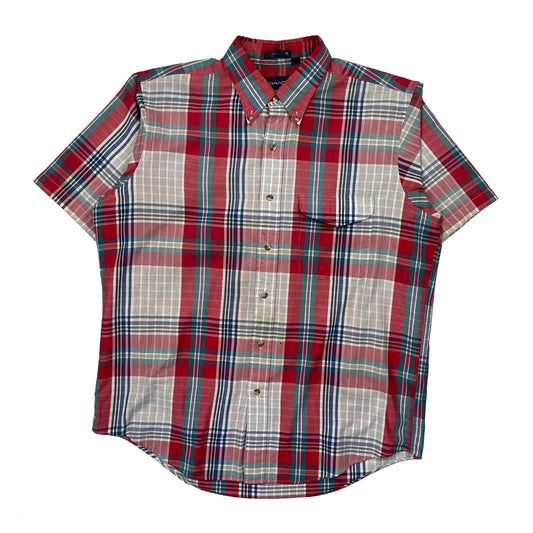 Vintage Gant Checked Short Sleeve Shirt - Large Red Cotton Blend
