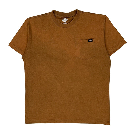 Dickies T-Shirt - Large Brown Cotton Blend