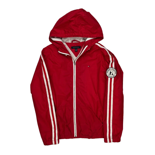 Tommy Hilfiger Logo On Chest And Sleeve Tommy Hilfiger Striped Jacket - Large Red Polyester