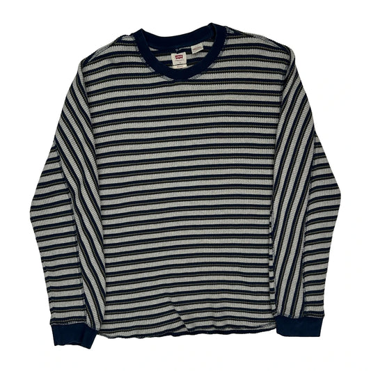 Levis Striped Jumper - Small Blue Cotton